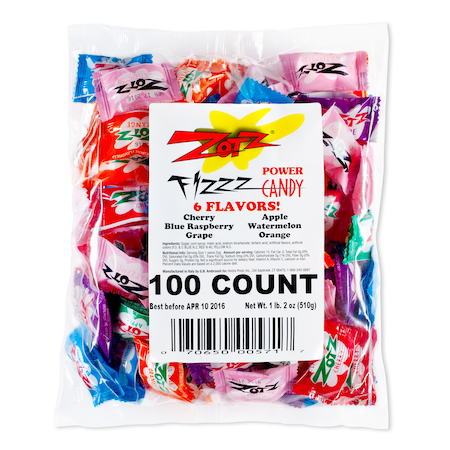 Zotz Fizz Power Candy 100 Count Assorted Bag, PK12